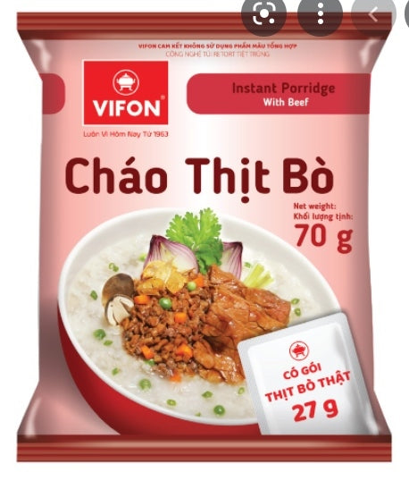 Cháo thịt bò ăn liền FLV/ Cháo thịt bò Vifon gói 70g