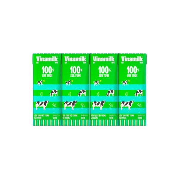 SỮA VINAMILK 100% - SỮA TƯƠI 180ML GÓI 4 12/GIỎ HÀNG