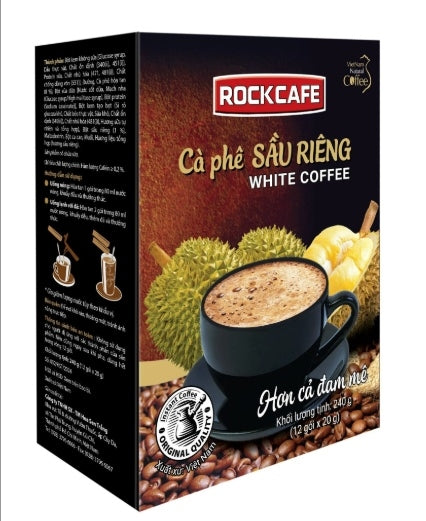 Cà Phê Sầu Riêng Rockcafe White Coffee 240g – Hòa Tan Đậm Thơm, Hương Vị Độc Lạ Khó Quên