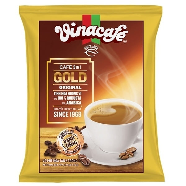 Cà phê sữa hòa tan Vinacafe Gold 3 trong 1 vị nguyên bản 20g x 24 gói