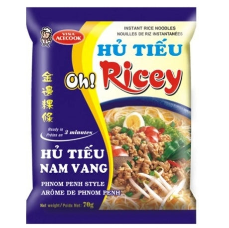 ACECOOK OH RICEY PHNOM PENH RICE NOODLE – HỦ TIẾU NAM VANG 71GR 24/CART