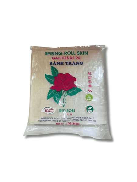 GIẤY GẠO VUÔNG AB ROSE 22CM - BÁNH TRÁNG VUÔNG BÔNG HỒNG 345GRM 48/CART